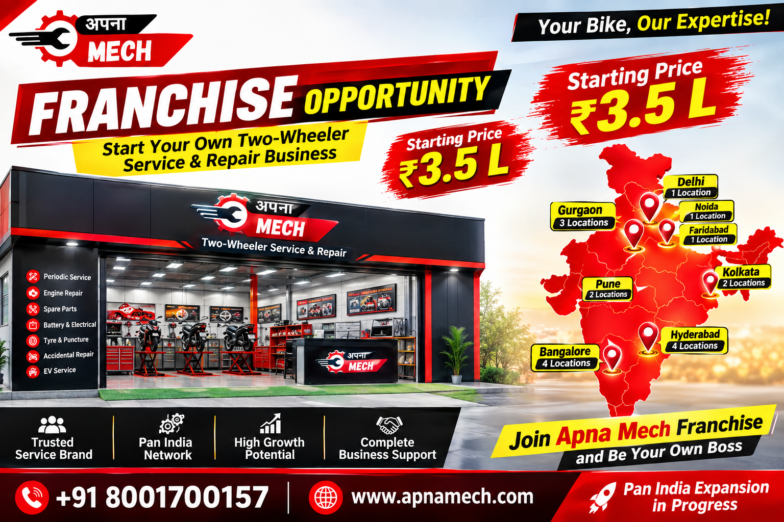Bike service Franchise | Bike Garage franchise - Apna Mech